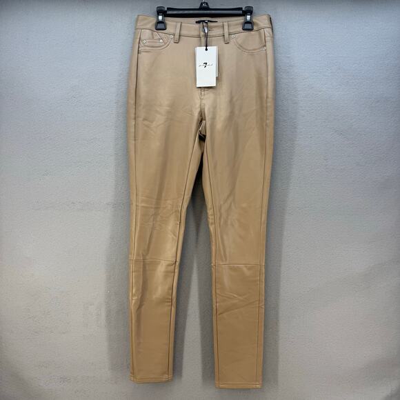 7 For All Mankind Pants - 7 For All Mankind Pants Women's XS Tan Faux Leather Preppy Business Casual NWT